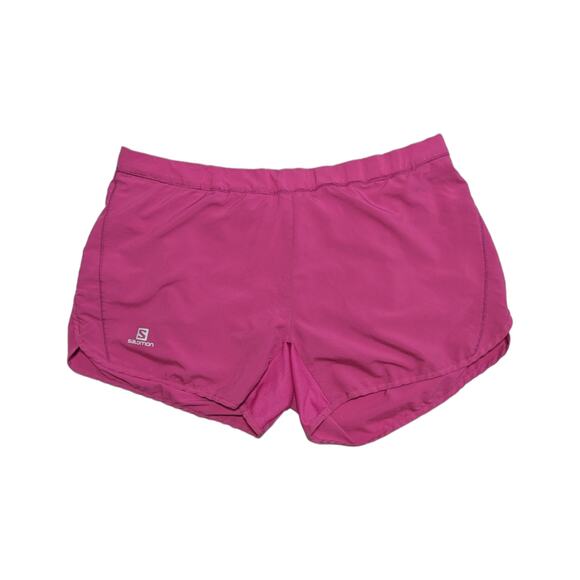 Salomon Alfa Trail Running Shorts Hot PInk Athletic Womens Large Sportswear - Picture 1 of 7